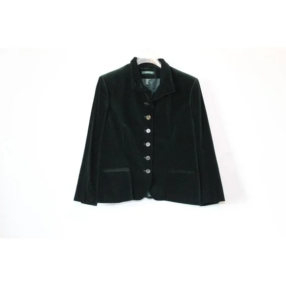 Lauren Ralph Lauren Velvet Blazer Jacket Holiday Green Button Size 16 H13855 - Picture 9 of 12
